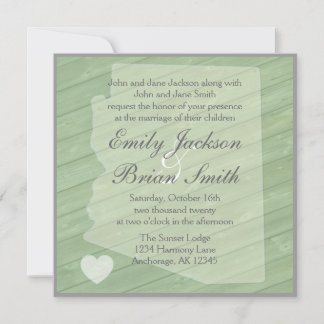 Bois rustique Arizona invitations de mariage vert