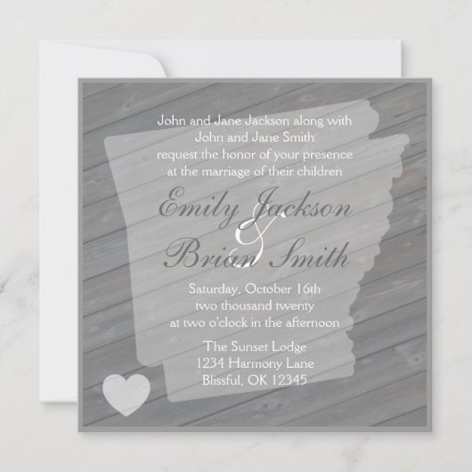 Bois rustique Arkansas Gris invitations de mariage (Devant)