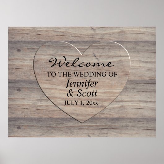 Bois rustique Avec Bois En Bois Mariage Affiche de (Devant)