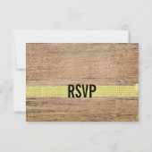 Bois rustique avec carte RSVP Mariage argent (Dos)