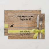 Bois rustique avec carte RSVP Mariage argent (Devant / Derrière)