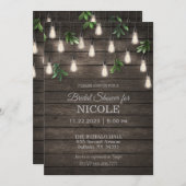 Bois rustique avec lumières Invitation de la douch (Devant / Derrière)