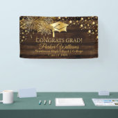 Bois rustique avec Tone Or Félicitations Bannière (Salon professionnel)