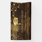 Bois rustique avec Tone Or Félicitations Bannière (Verticale)