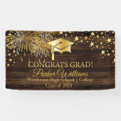 Bois rustique avec Tone Or Félicitations Bannière (Horizontal)