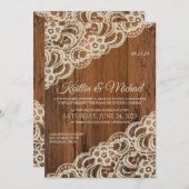 Bois rustique & Beige / Faire-part de mariage dent (Devant / Derrière)