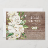 Bois rustique Blanc Floral Invitations de douche n (Devant)