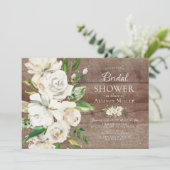 Bois rustique Blanc Floral Invitations de douche n (Debout devant)