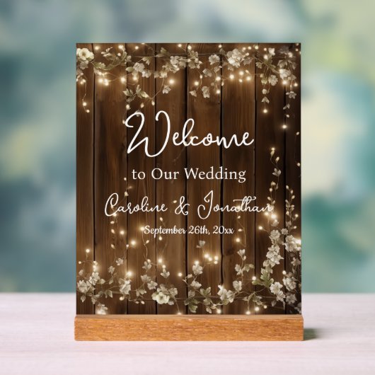 Bois Rustique Blanc Floral Lumières Accueil (Neutre)