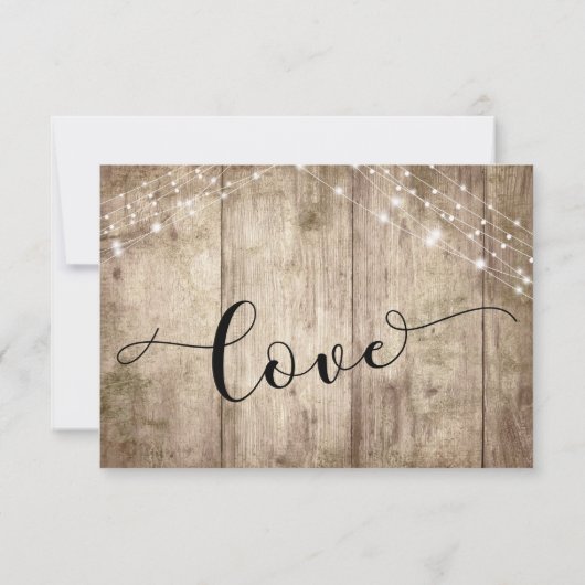 Bois rustique Brown clair & Lumières Mariage RSVP (Dos)