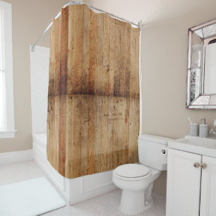 Bois rustique Brown rideau de douche beige