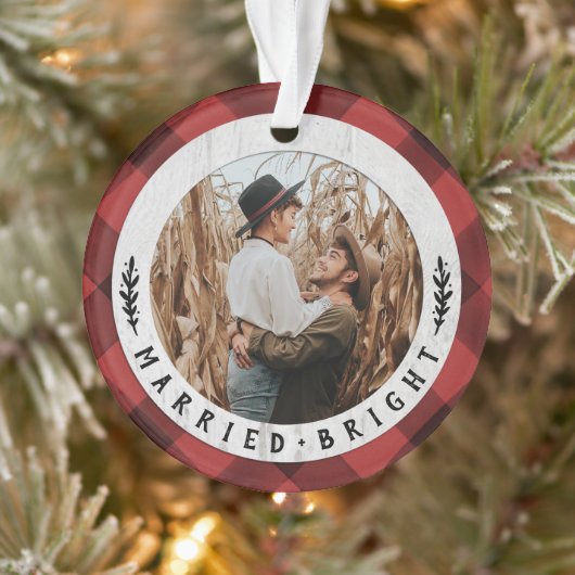 Bois rustique Buffalo Check Couples Premier Noël (Arbre)
