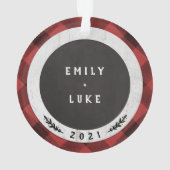 Bois rustique Buffalo Check Couples Premier Noël (dos)