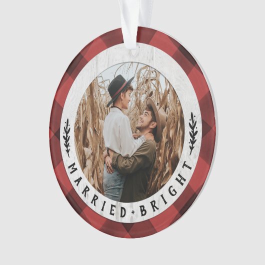 Bois rustique Buffalo Check Couples Premier Noël (devant)