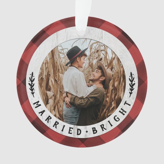 Bois rustique Buffalo Check Couples Premier Noël (devant)