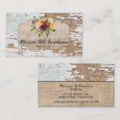 Bois rustique Burlap Shabby Carte de visite désorg (Devant / Derrière)