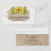 Bois rustique Burlap Shabby Carte de visite désorg (Devant / Derrière)