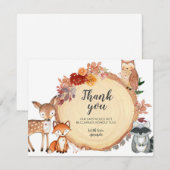  Bois rustique Carte de remerciements d'animaux fl (Devant / Derrière)