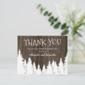 Bois rustique Carte de remerciements de pin d'hive (Debout devant)