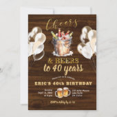 Bois Rustique Cheers et bières Invitation d'annive (Devant)