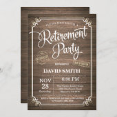 Bois rustique de carte d'invitation de partie de (Devant / Derrière)