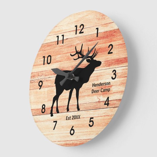 Bois Rustique Deer Camp Style Horloge Acrylique (Angle)