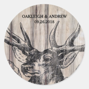Bois rustique   Deer Save the Date Stickers