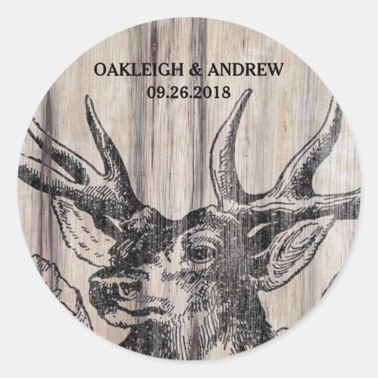 Bois rustique | Deer Save the Date Stickers (Devant)