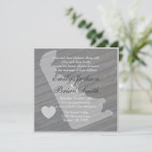 Bois rustique Delaware Gris invitations de mariage (Debout devant)