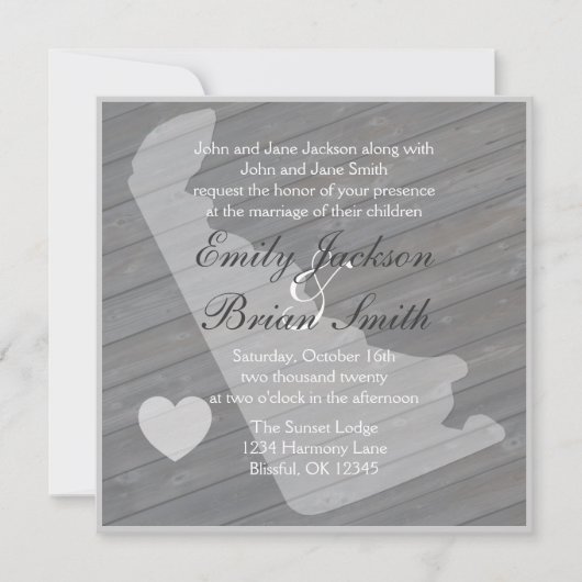 Bois rustique Delaware Gris invitations de mariage (Devant)