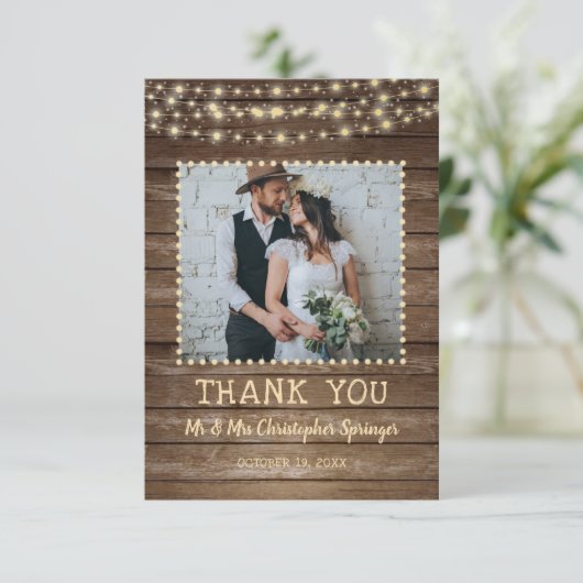 Bois rustique éclaire Merci Mariage (Debout devant)