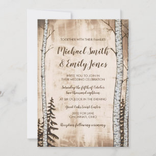 Bois rustique et arbres Invitations de mariage