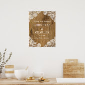 Bois rustique et dentelle | AFFICHE DE BIENVENUE M (Cuisine)