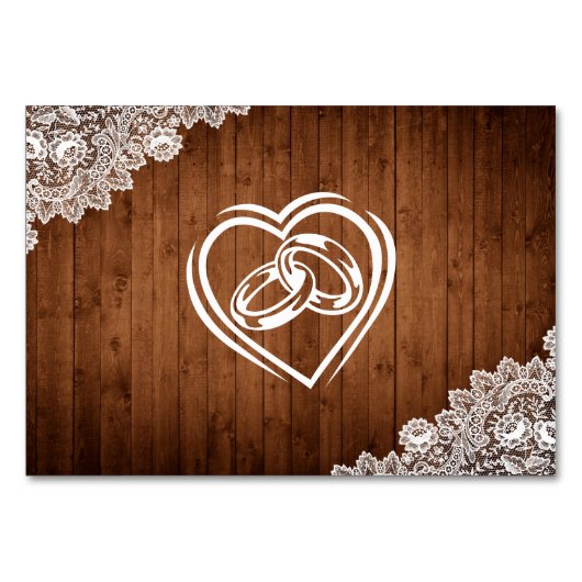 Bois rustique et dentelle blanche Numéro de table (Dos)