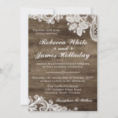 Bois rustique et Faire-part de mariage de dentelle (Devant)