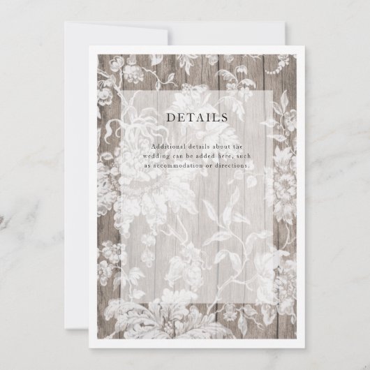 Bois rustique et faire-part de mariage moderne fle (Dos)