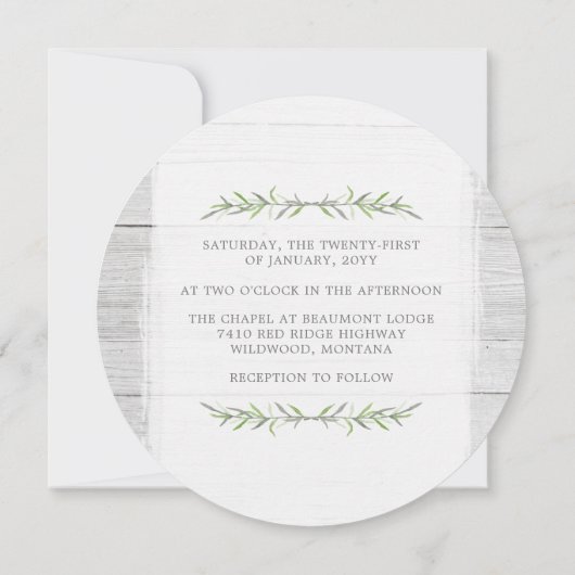 Bois rustique et Feuilles botaniques Faire-part de (Dos)