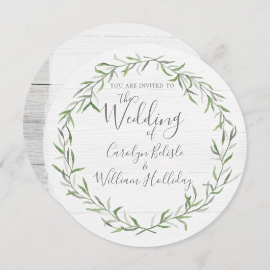 Bois rustique et Feuilles botaniques Faire-part de (Devant / Derrière)