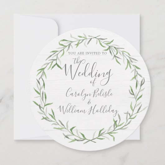 Bois rustique et Feuilles botaniques Faire-part de (Devant)