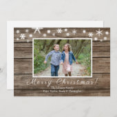 Bois rustique et flocons de neige Carte de Noël de (Devant / Derrière)