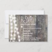 Bois rustique et lumières à cordes mariage RSVP (Devant)