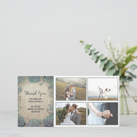 Bois rustique et Merci Mariage succulent (Debout devant)