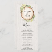 Bois rustique et verdure menu mariage (Devant / Derrière)
