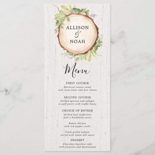 Bois rustique et verdure menu mariage (Devant)