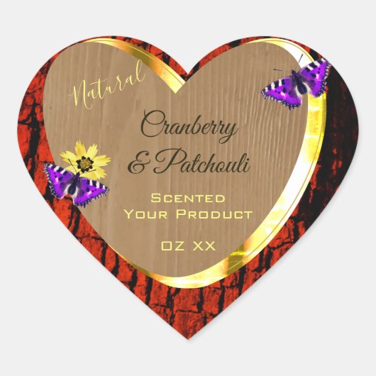 Bois rustique Étiquettes de papillons violets Or (Devant)