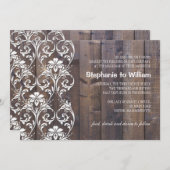 Bois rustique Faire-part de mariage Floral (Devant / Derrière)