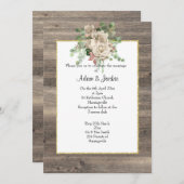 BOIS RUSTIQUE FAIRE-PART DE MARIAGE FLORALE NEUTRE (Devant / Derrière)