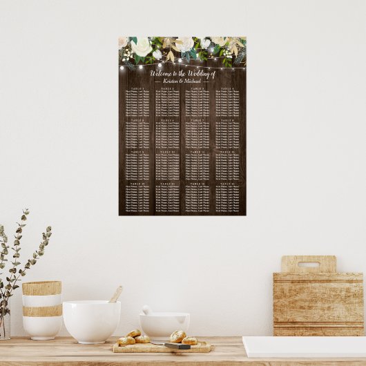 Bois rustique Floral 16 Tables Mariage Tableau de (Cuisine)