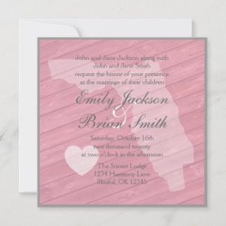Bois rustique Floride invitation de mariage rose