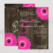 Bois rustique Hot rose pâle Invitations de mariage (Devant / Derrière)